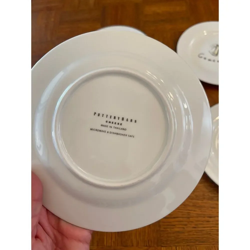 Pottery barn, cocktail plates, cheese print